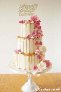 Dripping Birthday Cake with Flowers Dripping Birthday Cake with Flowers