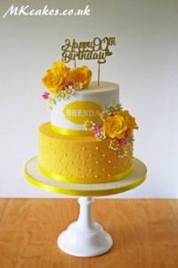 Yellow Birthday Cake with Roses Yellow Birthday Cake with Roses