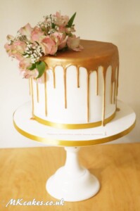 Gold Dripping Birthday Cake with Fresh Flowers Gold Dripping Birthday Cake with Fresh Flowers