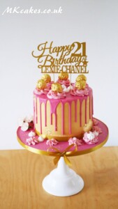 Pink & Gold Dripping Birthday Cake Pink & Gold Dripping Birthday Cake