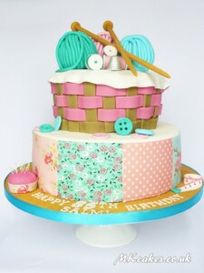 Knitting Themed Birthday Cake Knitting Themed Birthday Cake