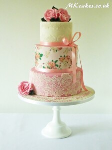 3 tier Vintage Birthday Cake with Edible Lace 3 tier Vintage Birthday Cake with Edible Lace