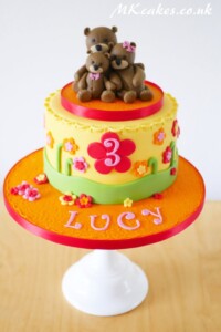 Vibrant Birthday Cake with teddies family MK Cakes | One-of-a-kind cakes for every occasion