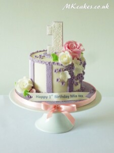 Birthday Cake with roses and number one MK Cakes | One-of-a-kind cakes for every occasion