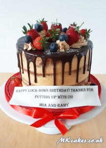 Dripping Birthday Cake with Fresh Fruit Dripping Birthday Cake with Fresh Fruit