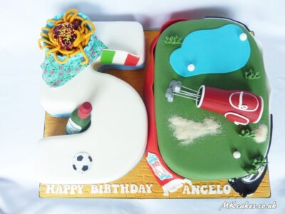 Italian football and Golf number Birthday Cake MK Cakes | One-of-a-kind cakes for every occasion