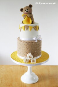 Teddy and bunting Birthday Cake MK Cakes | One-of-a-kind cakes for every occasion