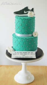 Turquoise Birthday Cake with Nike shoe Turquoise Birthday Cake with Nike shoe