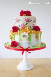 Vintage Birthday Cake with Roses and Gold Vintage Birthday Cake with Roses and Gold