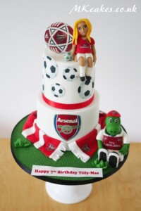 Arsenal Birthday Cake with Birthday girl MK Cakes | One-of-a-kind cakes for every occasion