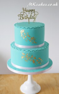 Classic Gold and Egg Blue Birthday Cake Classic Gold and Egg Blue Birthday Cake