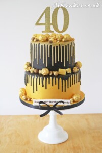 Gold & Black Dripping Birthday Cake Gold & Black Dripping Birthday Cake