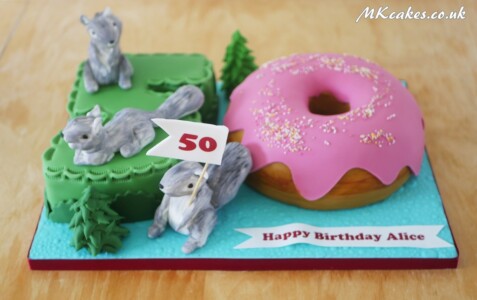 Squirrels and Doughnut Number 50 Birthday Cake Squirrels and Doughnut Number 50 Birthday Cake