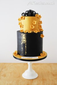 Black and Gold Double Barrel Birthday Cake Black and Gold Double Barrel Birthday Cake