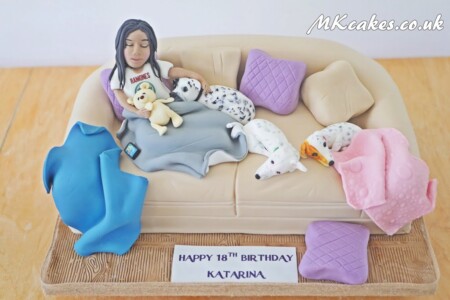 Sofa cake with dogs and Birthday girl Sofa cake with dogs and Birthday girl