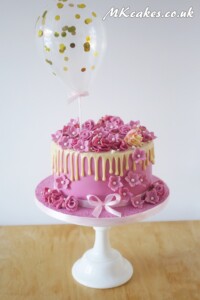 Pink Flowery Dripping Birthday Cake Pink Flowery Dripping Birthday Cake