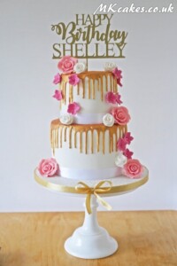 Gold Dripping Two Tier Birthday Cake Gold Dripping Two Tier Birthday Cake