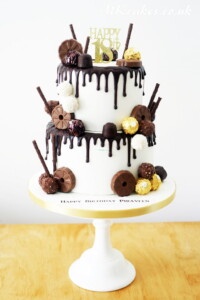 White Birthday Cake with Chocolate Drip White Birthday Cake with Chocolate Drip
