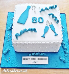 Square blue celebration cake Square blue celebration cake